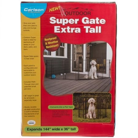 Carlson Pet Gates 144 x 36 in. Super Gate with Pet Door - Extra Tall 480